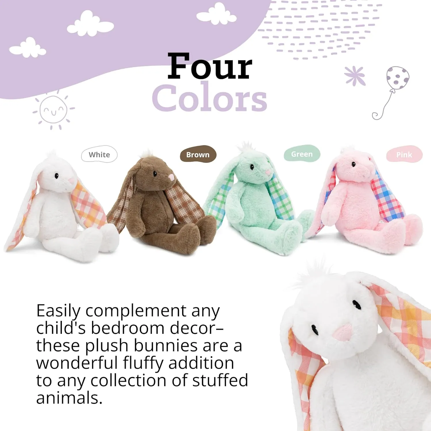 Plushible Easter Bunny Stuffed Animal, 18" (Snow White) - Plush, Soft Embroidered Stuffed Bunny Toy for Kids, Newborns, Boys & Girls, Cuddly and Adorable Plush Toys