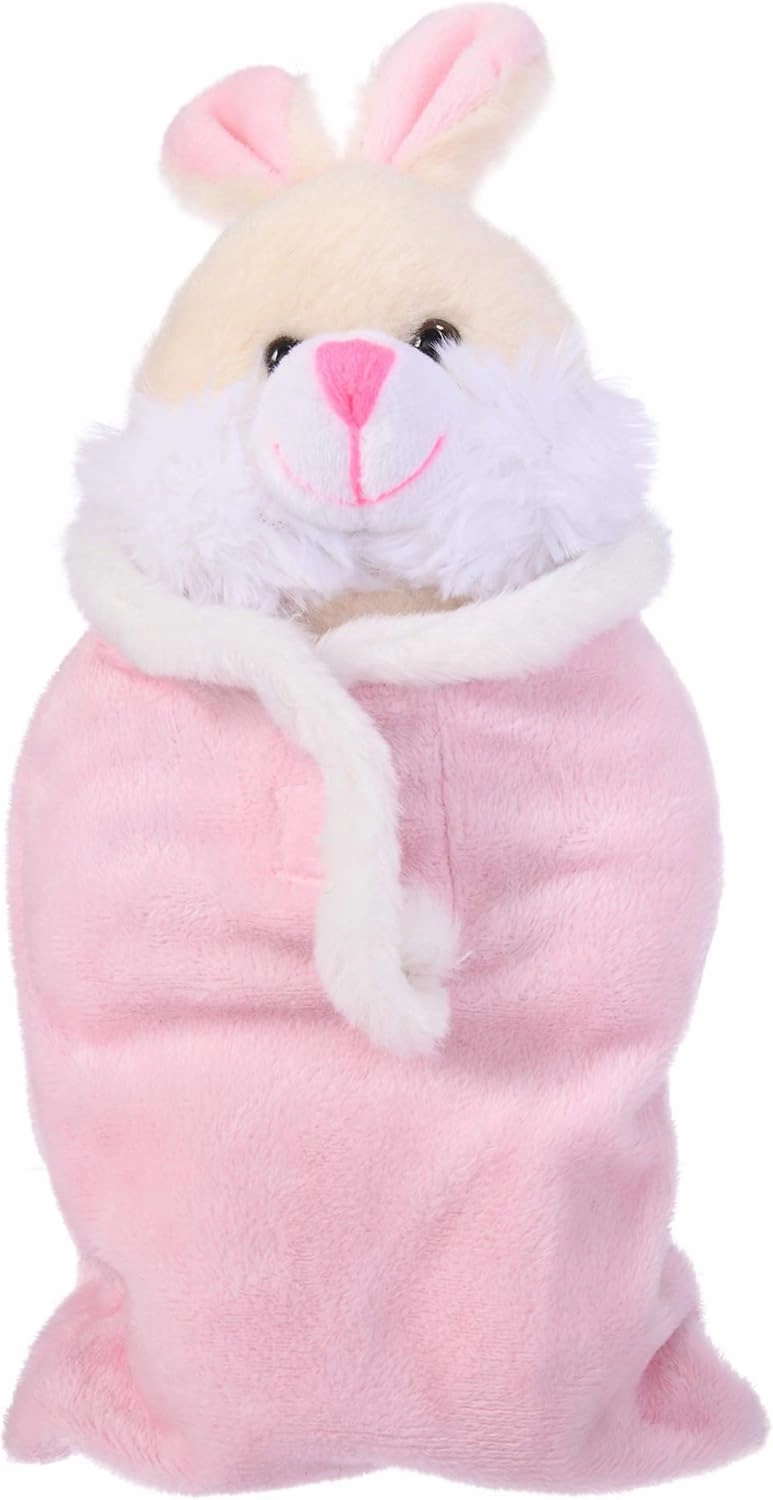 Plushland Easter Bunny Stuffed Animal Sleep Bag Easter Boy Girl Soft Lovely Realistic Sitting Plush Toys Personalized Gift - Custom Text on Bag 12 Inches (Pink)