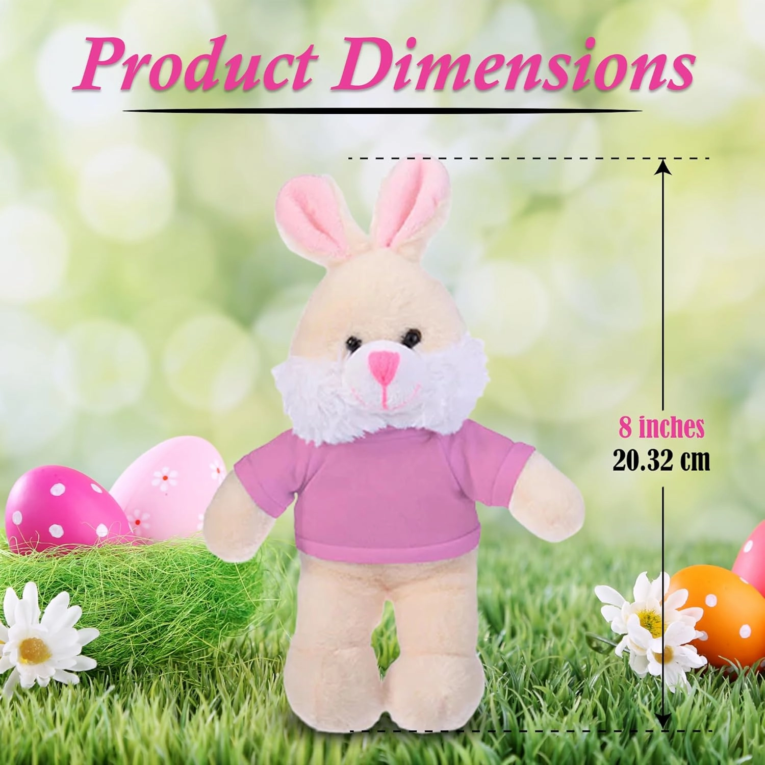 Plushland Easter Floppy Bunny Stuffed Animal Soft Lovely Realistic Plush Toys Personalized Gift - Custom Text on Shirt 12 Inches (Pink)