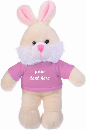 Plushland Easter Floppy Bunny Stuffed Animal Soft Lovely Realistic Plush Toys Personalized Gift - Custom Text on Shirt 12 Inches (Pink)
