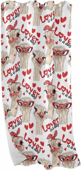 Poeticcity 1 PC Window Curtain Panels, Polyester Curtain Thermal Perforated Insulated & Strong Blocking Panels 85% Blackout Drapes 84x42 in Seamless Ostriches with Red Glasses Hairpins Lover is a Day