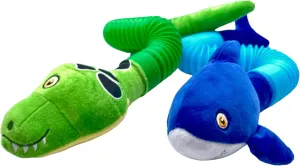 POP Tube TOOBIMALS, Physical Therapy/Occupational Therapy Toys, Sensory Plushies, Explore Your Imagination, des in The USA (Large 2 PK - Shark, Snake, 16" to 32" Expansion!)