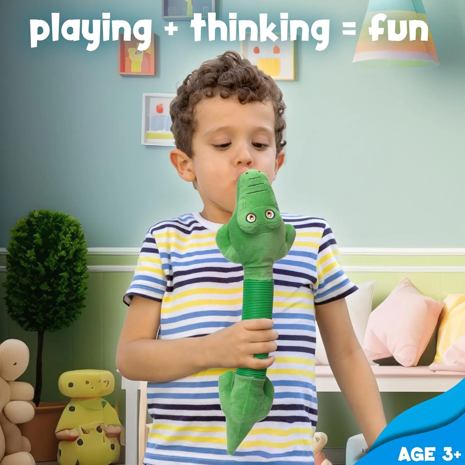 POP Tube TOOBIMALS, Physical Therapy/Occupational Therapy Toys, Sensory Plushies, Explore Your Imagination, des in The USA (Large 2 PK - Shark, Snake, 16" to 32" Expansion!)