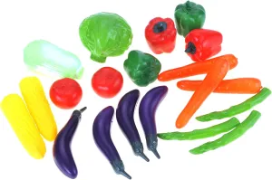 PowerTRC 20 Pcs Play Vegetables Playset, Colorful Life-Size Pretend Play Toy for Kitchen, Farmer’s Market Grocery Play Plastic Food Toy for Toddlers Kids