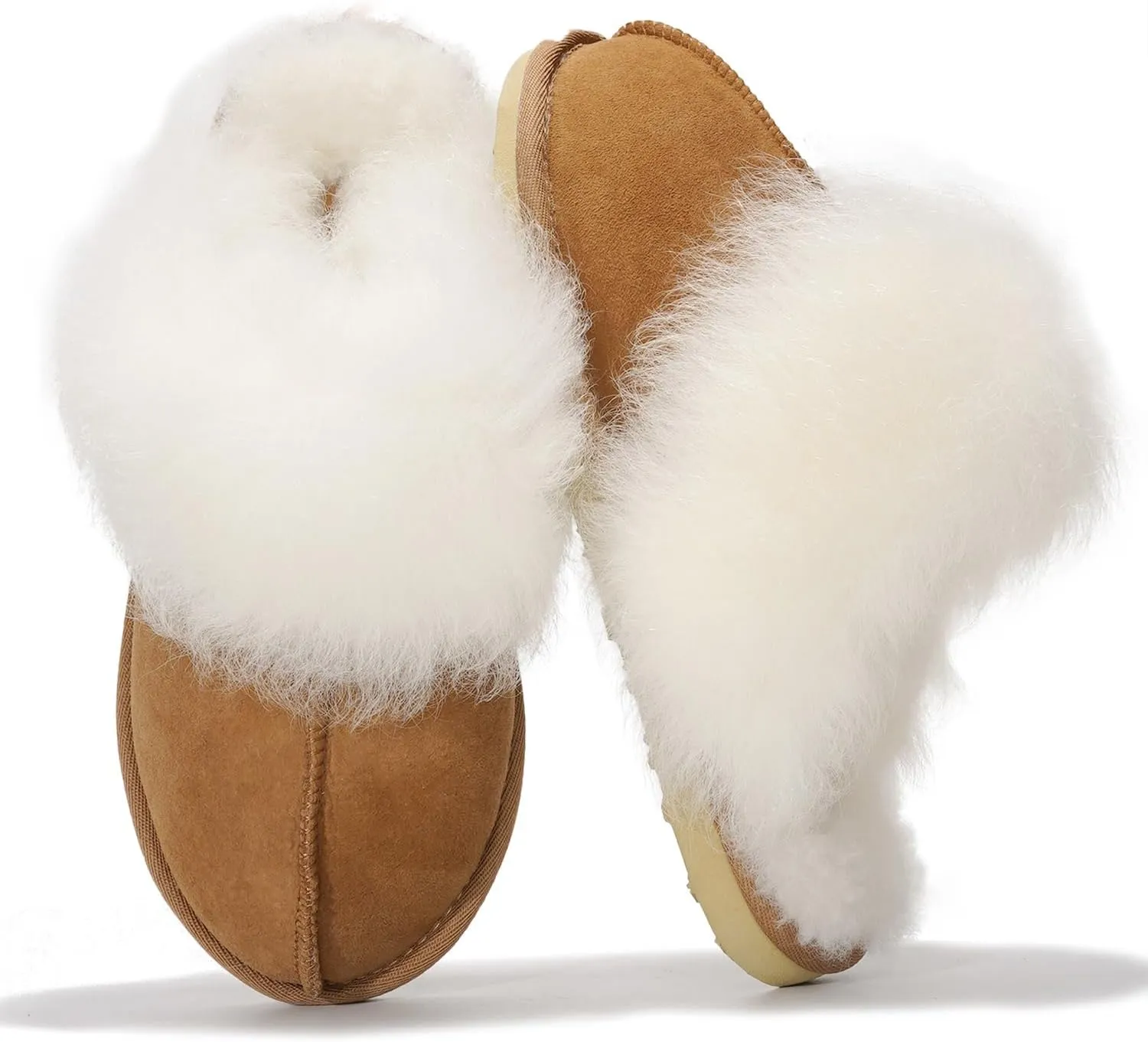 Project Cloud 100% Australian Sheepskin Scuff Slippers for Women - Genuine Shearling Memory Foam Slides for Women - Non-Slip Womens Slippers (Ryann)