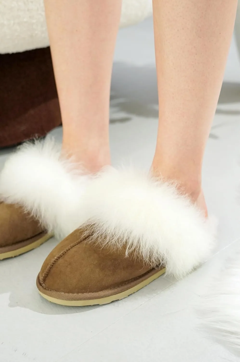 Project Cloud 100% Australian Sheepskin Scuff Slippers for Women - Genuine Shearling Memory Foam Slides for Women - Non-Slip Womens Slippers (Ryann)