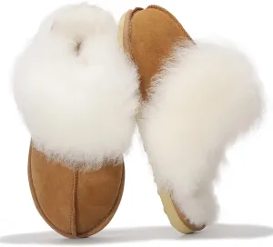 Project Cloud 100% Australian Sheepskin Scuff Slippers for Women - Genuine Shearling Memory Foam Slides for Women - Non-Slip Womens Slippers (Ryann)