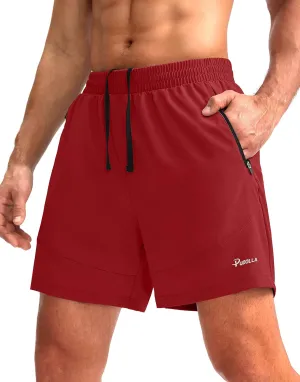 Pudolla Men's Workout Running Shorts 7"/5"/9" Lightweight Gym Athletic Shorts for Men with Zipper Pockets