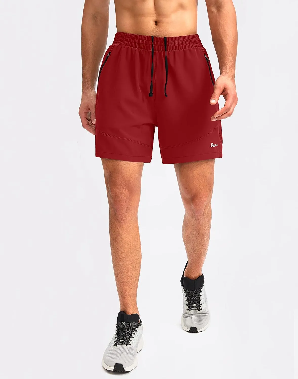 Pudolla Men's Workout Running Shorts 7"/5"/9" Lightweight Gym Athletic Shorts for Men with Zipper Pockets