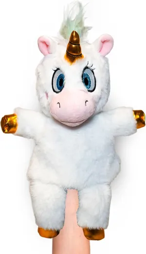 Puppet Pals 12” Plush Rainbow Unicorn Hand Puppet – Soft and Interactive Puppet Toy for Kids and Adults