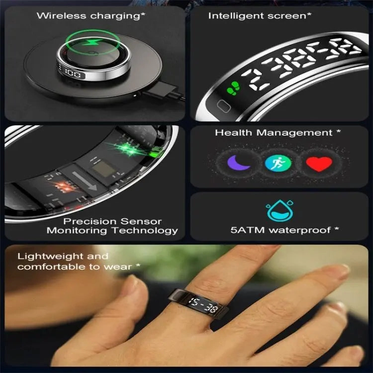 R11 SIZE 8 Smart Ring, Support Heart Rate / Blood Oxygen / Sleep / Multiple Sports Modes(Silver)