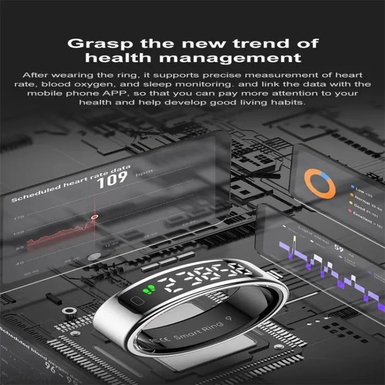 R11 SIZE 8 Smart Ring, Support Heart Rate / Blood Oxygen / Sleep / Multiple Sports Modes(Silver)