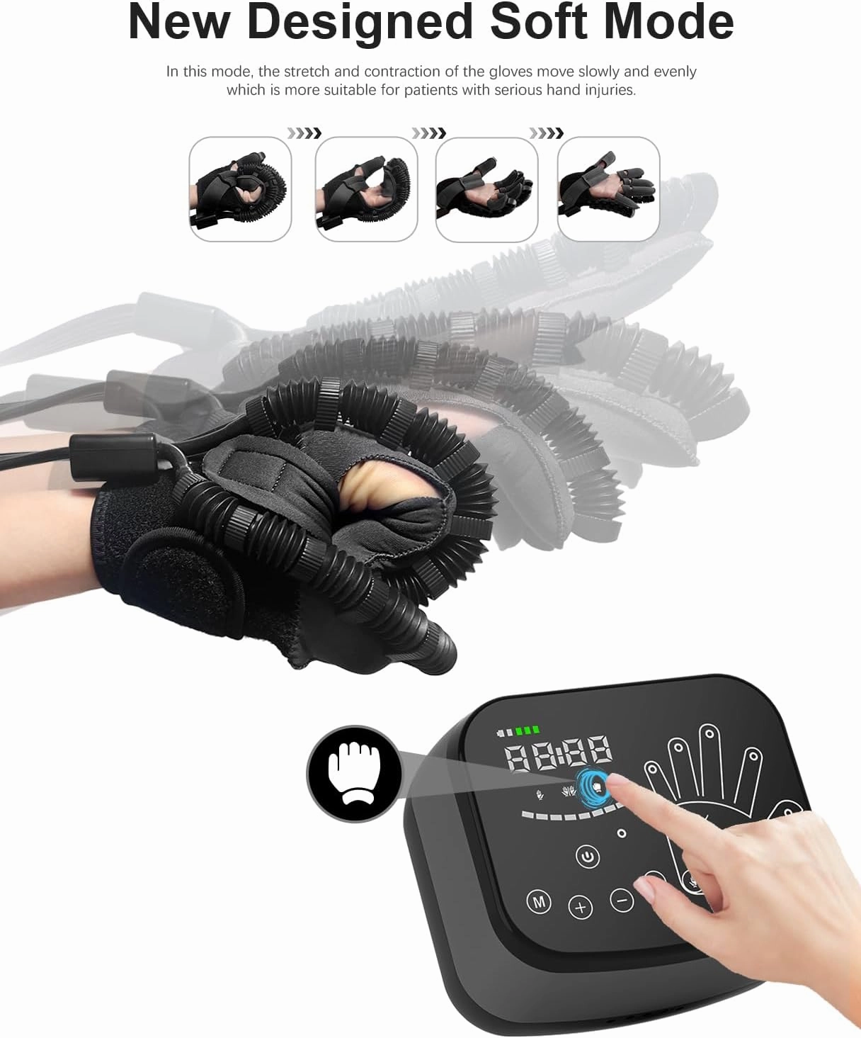 Rehabilitation Robot Gloves,Hemiplegia Hand Stroke Recovery Equipment,Adjustable Strength,Rechargeable Finger Rehab Training Device for Hemiplegia Arthritis Dysfunction Recovery Grey R-XL