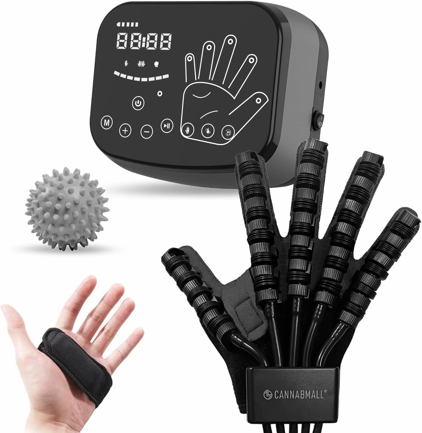 Rehabilitation Robot Gloves,Hemiplegia Hand Stroke Recovery Equipment,Adjustable Strength,Rechargeable Finger Rehab Training Device for Hemiplegia Arthritis Dysfunction Recovery Grey R-XL