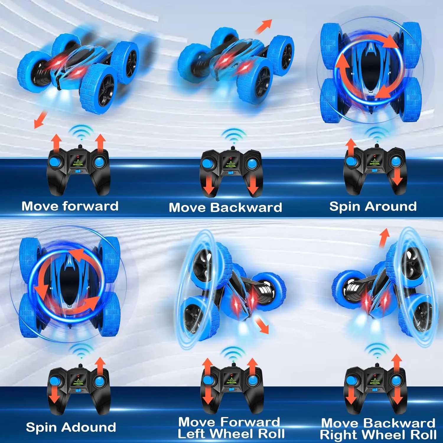 Remote Control Stunt Car Toys - Birthday Gifts Ages 6 7 8 9 10 11 12 Year Old Boys Kids Toddler Girls Best Presents Christmas Ideas Rechargeable Rc Racing Vehicle Outdoor (Blue)
