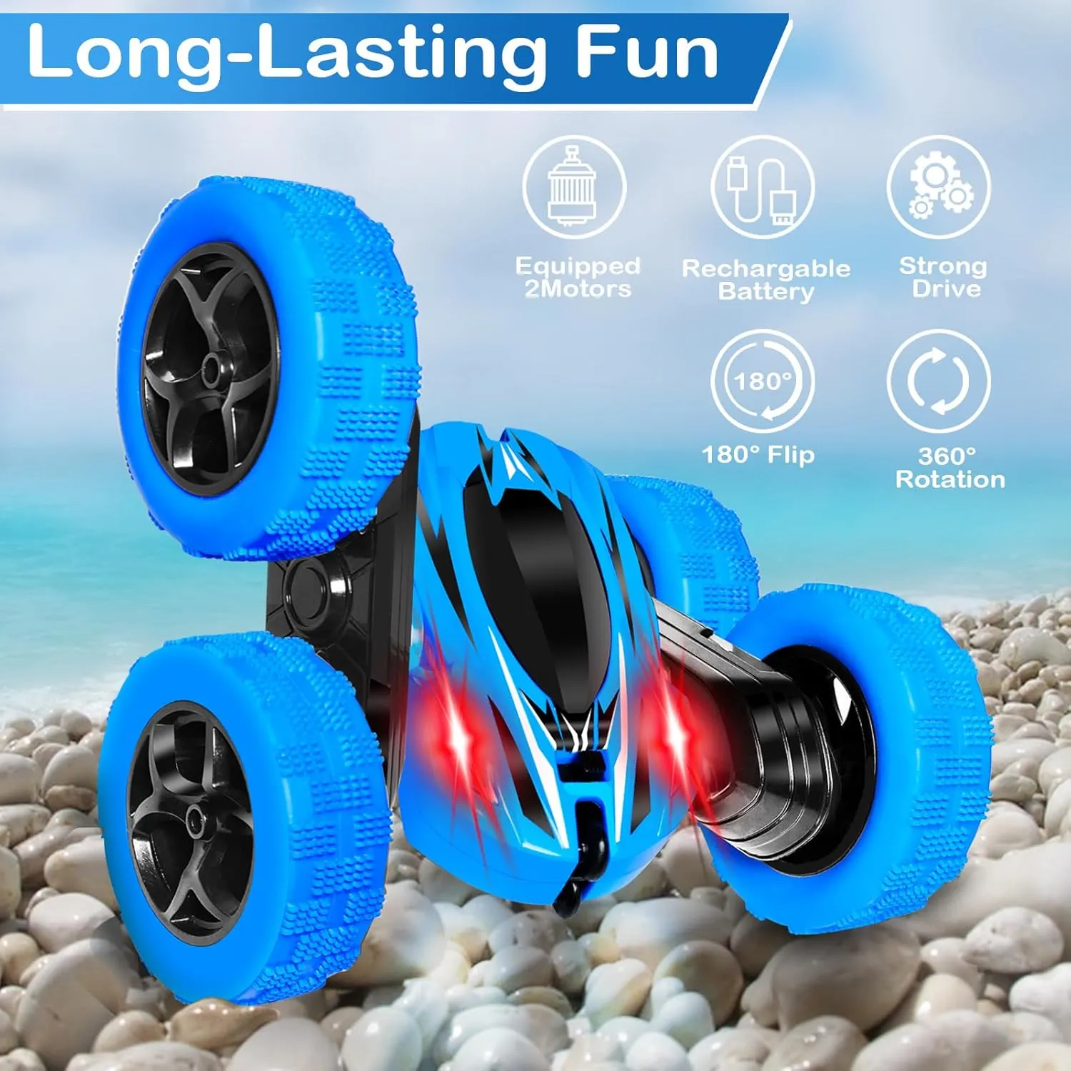 Remote Control Stunt Car Toys - Birthday Gifts Ages 6 7 8 9 10 11 12 Year Old Boys Kids Toddler Girls Best Presents Christmas Ideas Rechargeable Rc Racing Vehicle Outdoor (Blue)