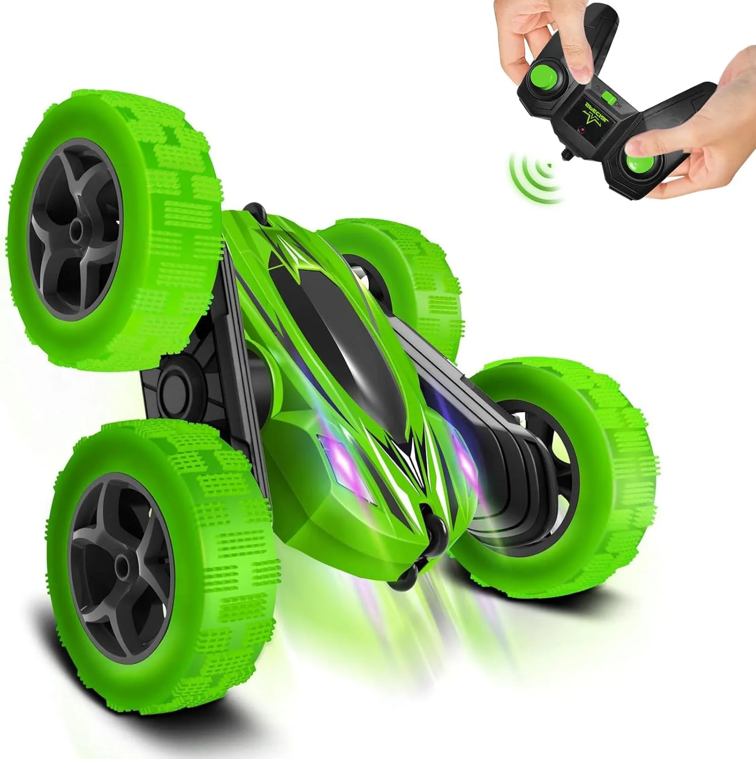 Remote Control Stunt Car Toys - Birthday Gifts Ages 6 7 8 9 10 11 12 Year Old Boys Kids Toddler Girls Best Presents Christmas Ideas Rechargeable Rc Racing Vehicle Outdoor (Green)