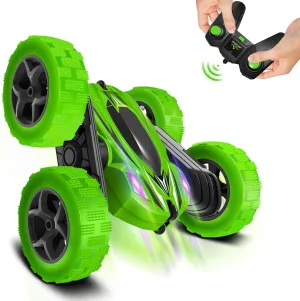 Remote Control Stunt Car Toys - Birthday Gifts Ages 6 7 8 9 10 11 12 Year Old Boys Kids Toddler Girls Best Presents Christmas Ideas Rechargeable Rc Racing Vehicle Outdoor (Green)