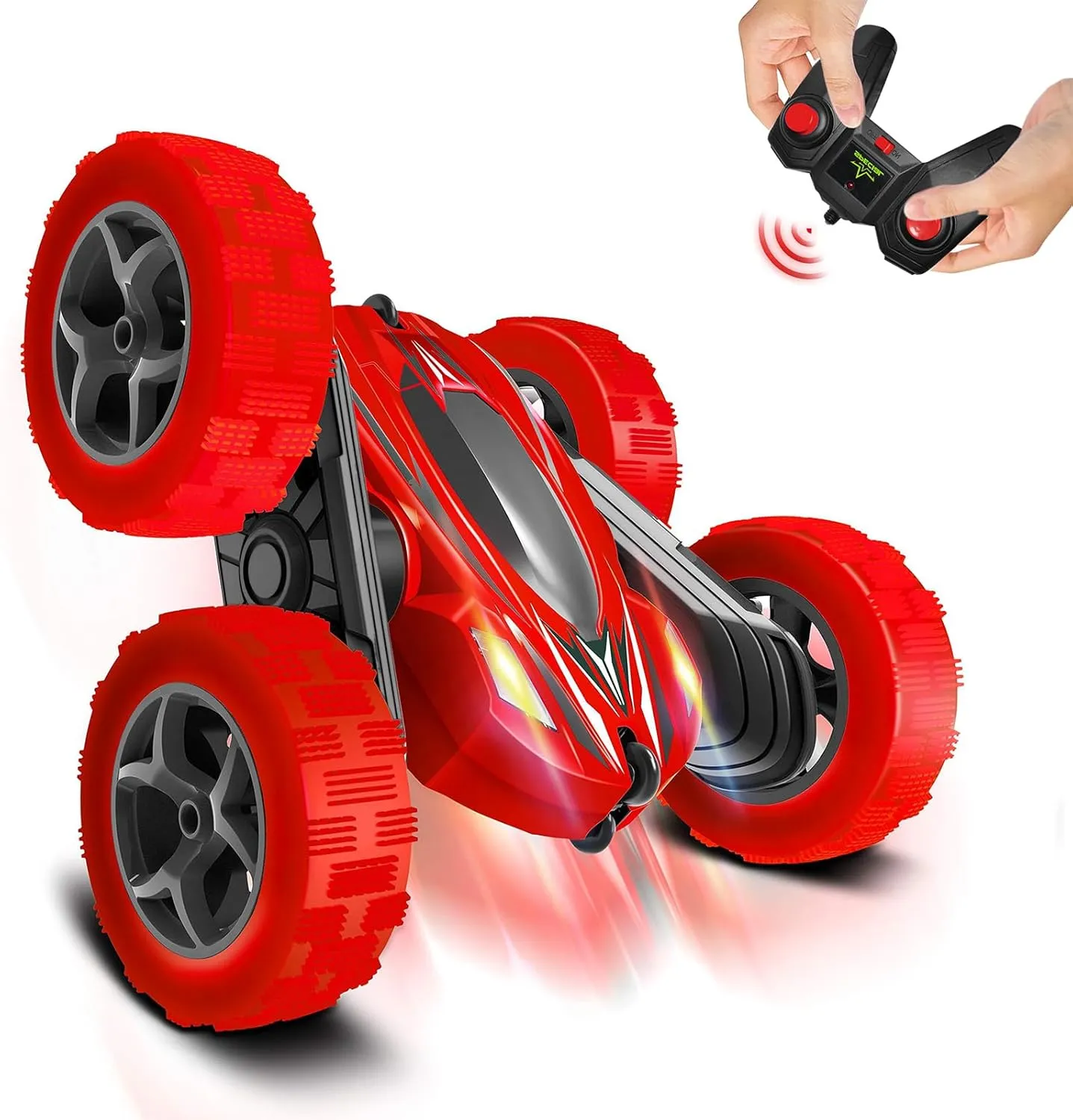 Remote Control Stunt Car Toys - Birthday Gifts Ages 6 7 8 9 10 11 12 Year Old Boys Kids Toddler Girls Best Presents Christmas Ideas Rechargeable Rc Racing Vehicle Outdoor (Red)