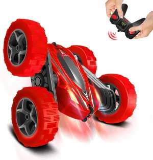 Remote Control Stunt Car Toys - Birthday Gifts Ages 6 7 8 9 10 11 12 Year Old Boys Kids Toddler Girls Best Presents Christmas Ideas Rechargeable Rc Racing Vehicle Outdoor (Red)