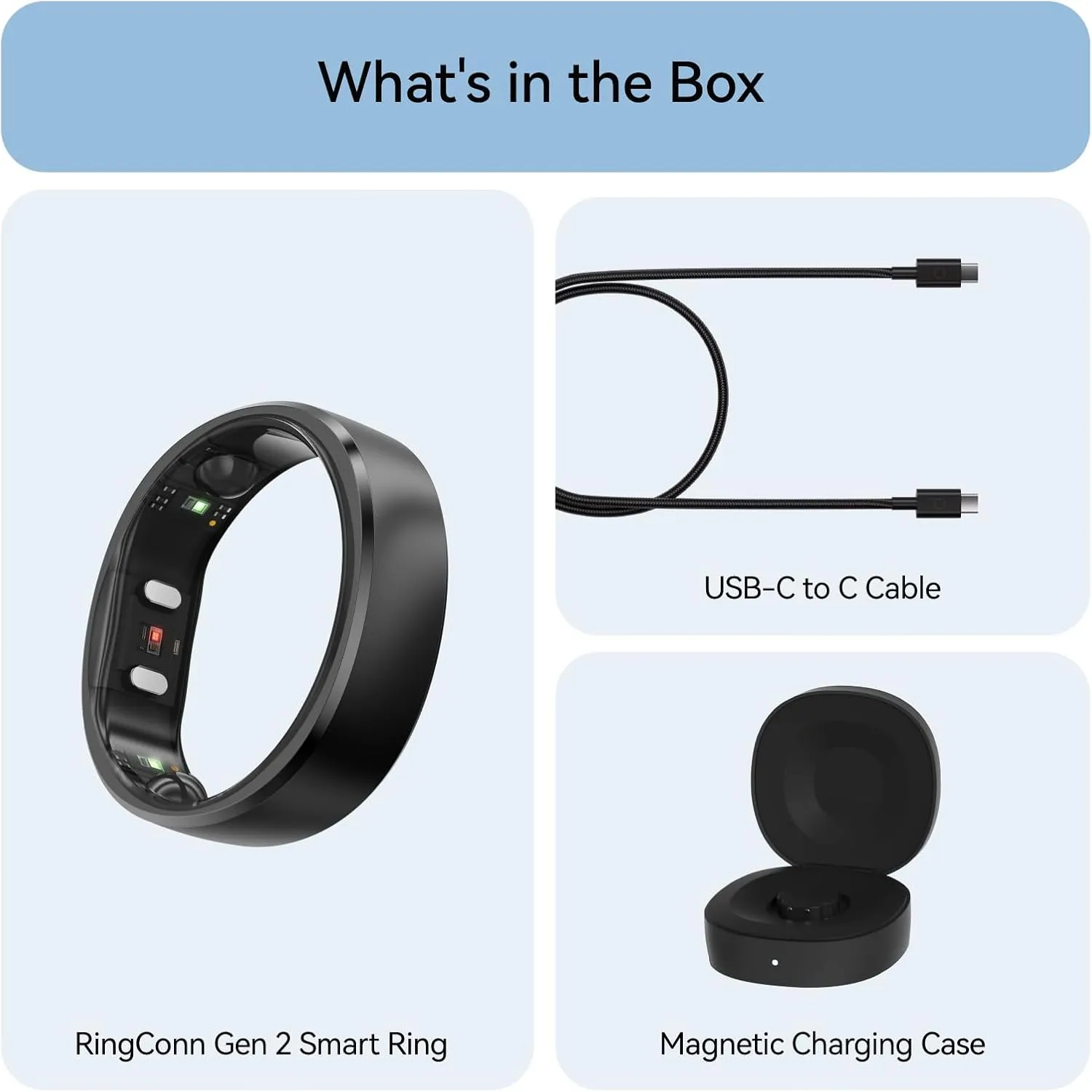 RingConn Gen 2, World’s First Smart Ring with Sleep Apnea Monitoring, No APP Subscription, 12-Day Battery Life, Stress/Heart Rate/Women's Health Tracker, Android & iOS Compatible (Black, Size 10)