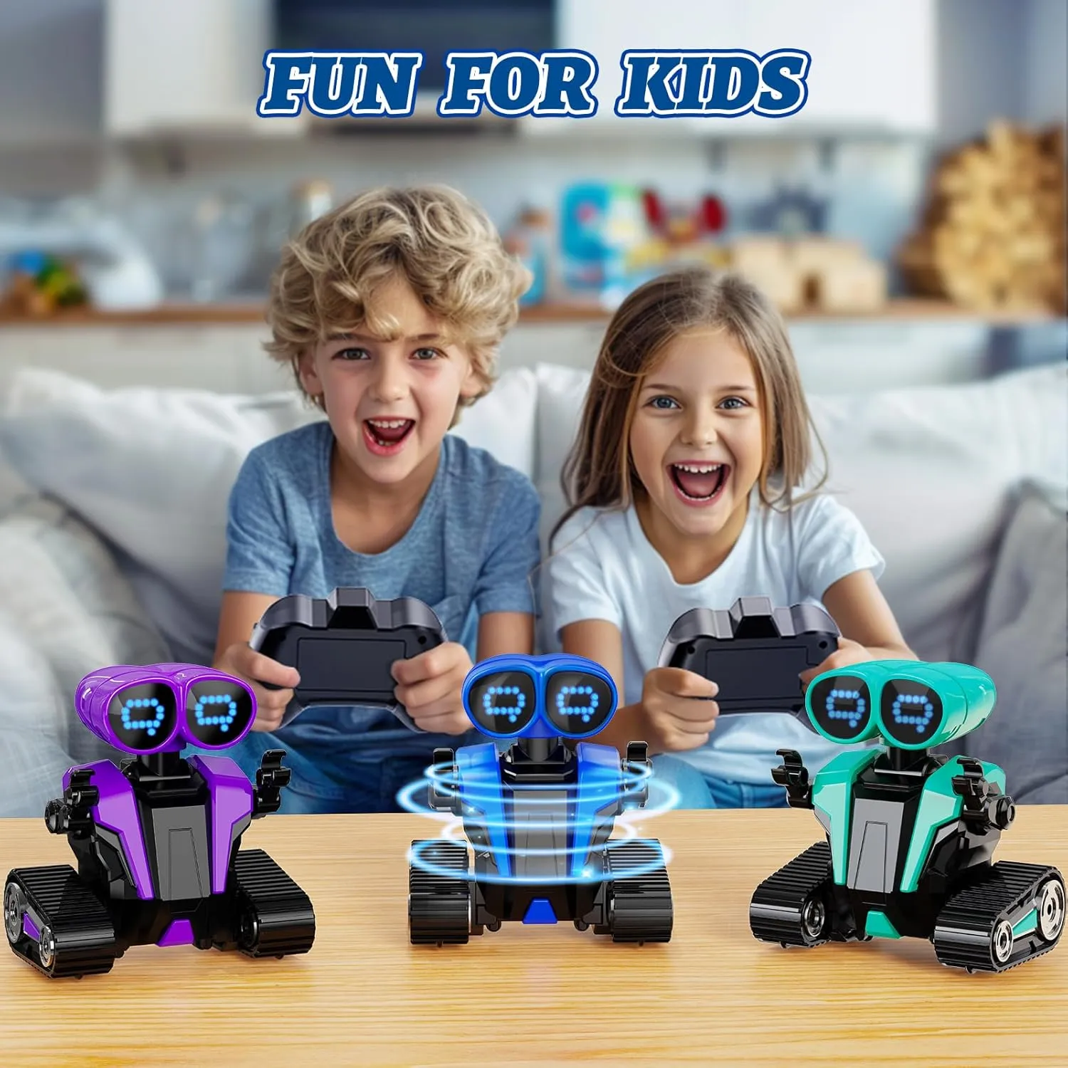 Robot Toys for Boys Girls with Auto-Demonstration Robots for Kids Remote Control Kids Robot Rechargeable with LED Eyes Smart Robot Age 3 Years and Up - Blue