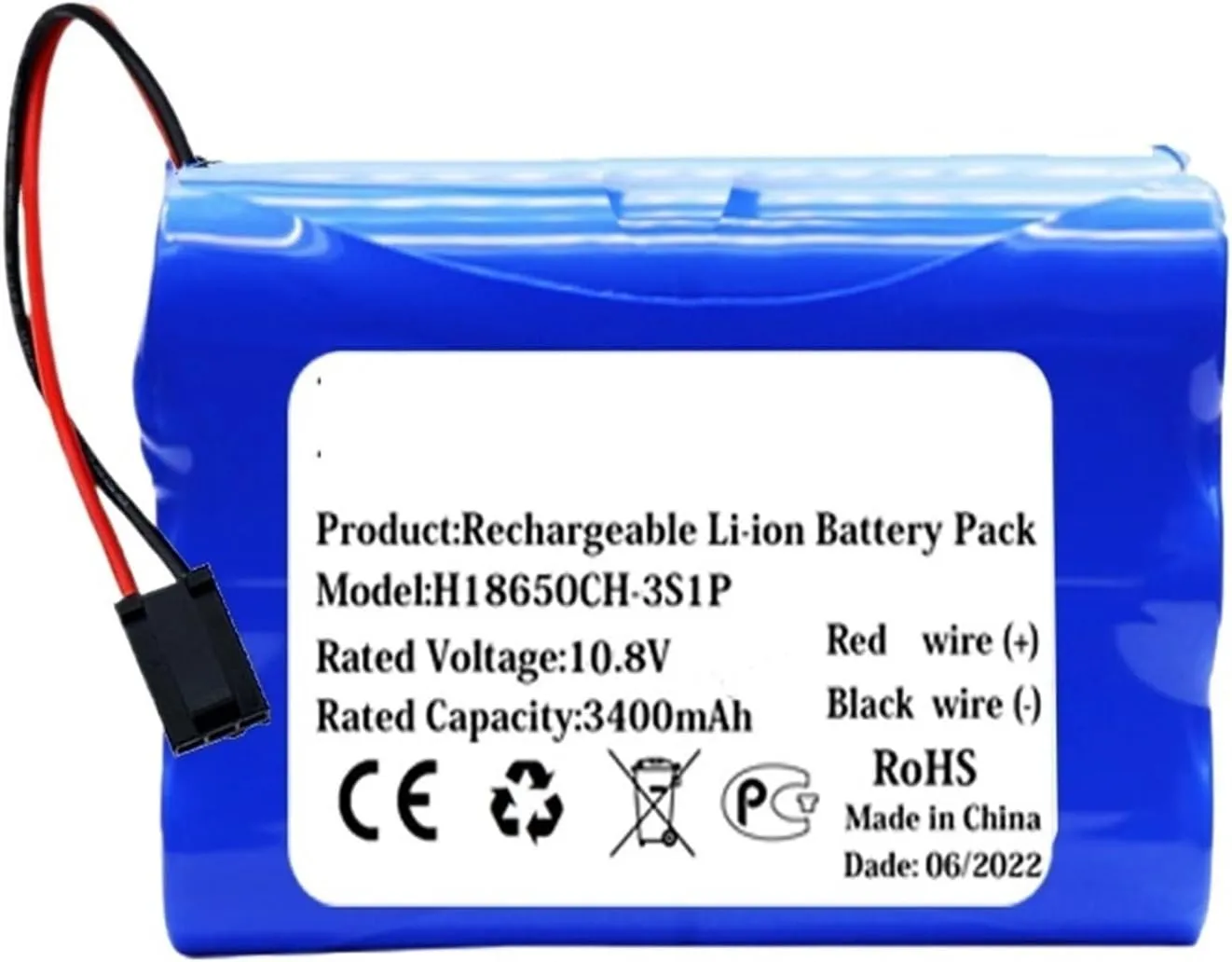 Robot Vacuum 10.8V 3400mAh Robot Battery ，Compatible for Puppyoo， V-M611A V-M611 V-M615 Vacuum Cleaner Robotic Battery，Replace Vacuum Cleaner Spare Parts(Battery-3400mAh)