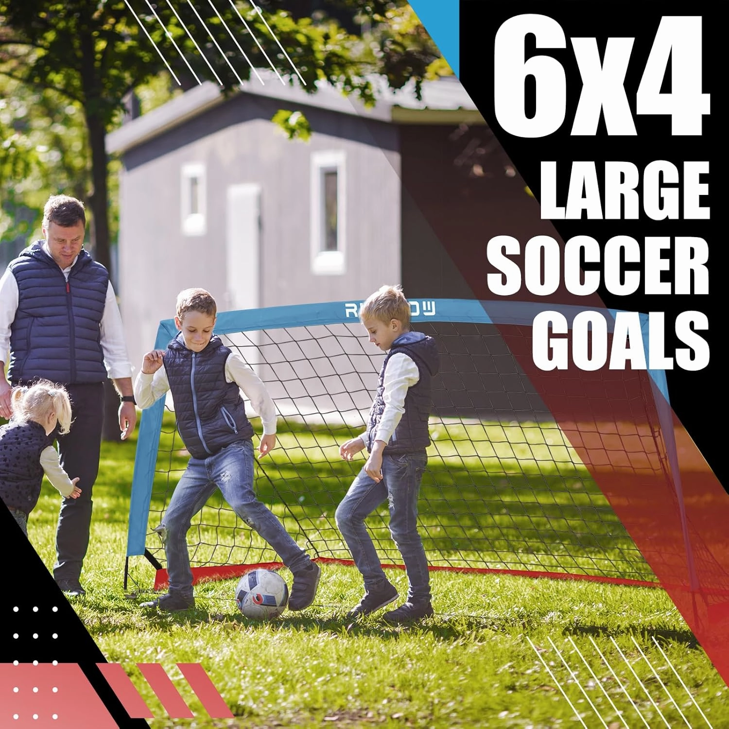 RUNBOW 6x4 ft Portable Kids Soccer Goal for Backyard Practice Soccer Net with Carry Bag