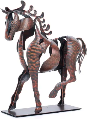 Rustic Horse Statue Western Home Decor, Metal Art Animal Sculptures Office Decoration, Handmade Horses Figurines Gifts for Women/Men