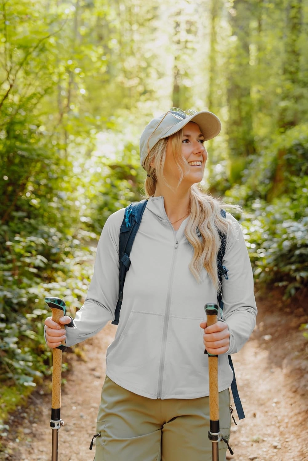 SANTINY Women's UPF 50  UV Jacket Sun Protection Zip up Hoodie Lightweight Summer SPF Long Sleeve Shirts for Hiking Running