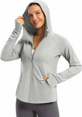 SANTINY Women's UPF 50  UV Jacket Sun Protection Zip up Hoodie Lightweight Summer SPF Long Sleeve Shirts for Hiking Running