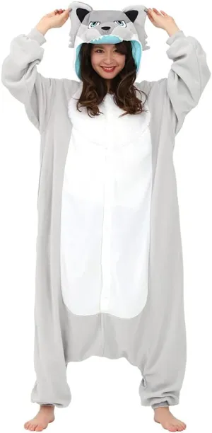 SAZAC Silver Wolf Kigurumi - Onesie Jumpsuit Halloween Costume