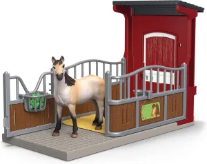 Schleich Farm World - 4pc Horse Stall and Mare Toy Set for Kids. Customizable Write-On Name Tag for Realistic Pony Box. Farm Animal Toys for Boys and Girls. Fun Interactive Play for Kids Ages 3  42724