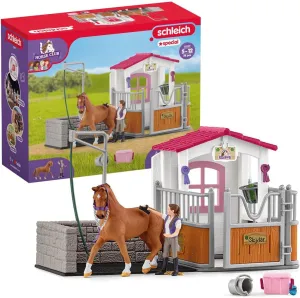 Schleich Horse Club - 28 PC Horse Wash Stall Toy Playset with Mare and Rider Action Figure and Accessories for Girls and Boys - Personalizable Stall - Interactive, Realistic Kids Toys Ages 5  - 72177