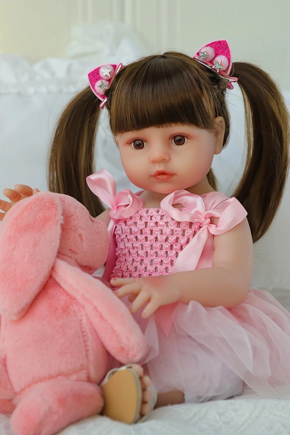 SCOM Lifelike Reborn Dolls Girl -20 Inch Realistic Baby Doll Newborn Baby Dolls，Lifelike Baby Doll Silicone Toddler Clothes Gift Set for Age 3 