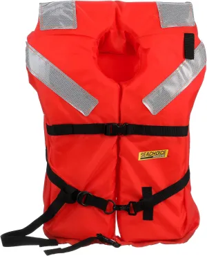 Seachoice Type I Commercial Offshore Vest & Jacket, Fluorescent Orange, Reflective Panels, Various Sizes