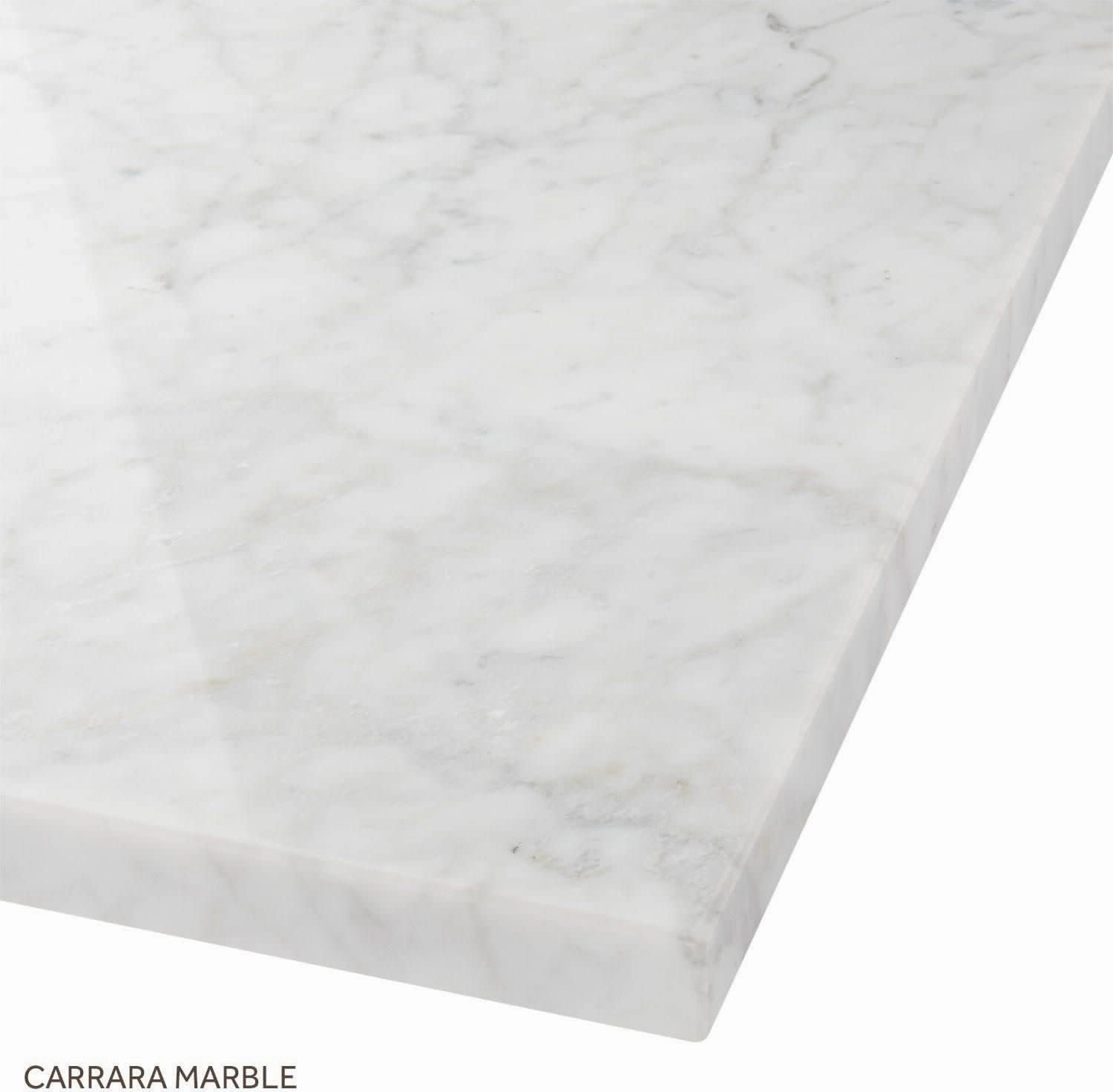 Signature Hardware 481791 Ayanna 48" Free Standing Single Vanity Set with Mindi Wood Cabinet, Vanity Top and Rectangular Undermount Vitreous China Sink - 8" Faucet Holes - Natural Mindi/Carrara