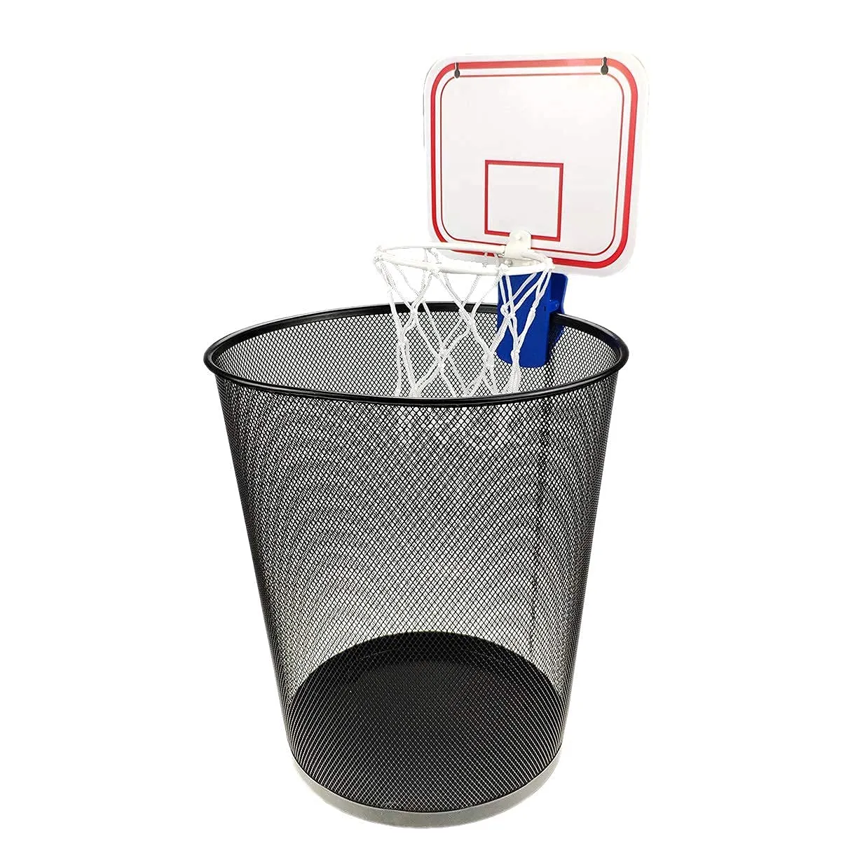 Silfrae Mini Basketball Hoop Office Trash Can Basketball Goal for Garbage Can Office and Bed Room (Blue, 7.9 Inches * 6.3 Inches)