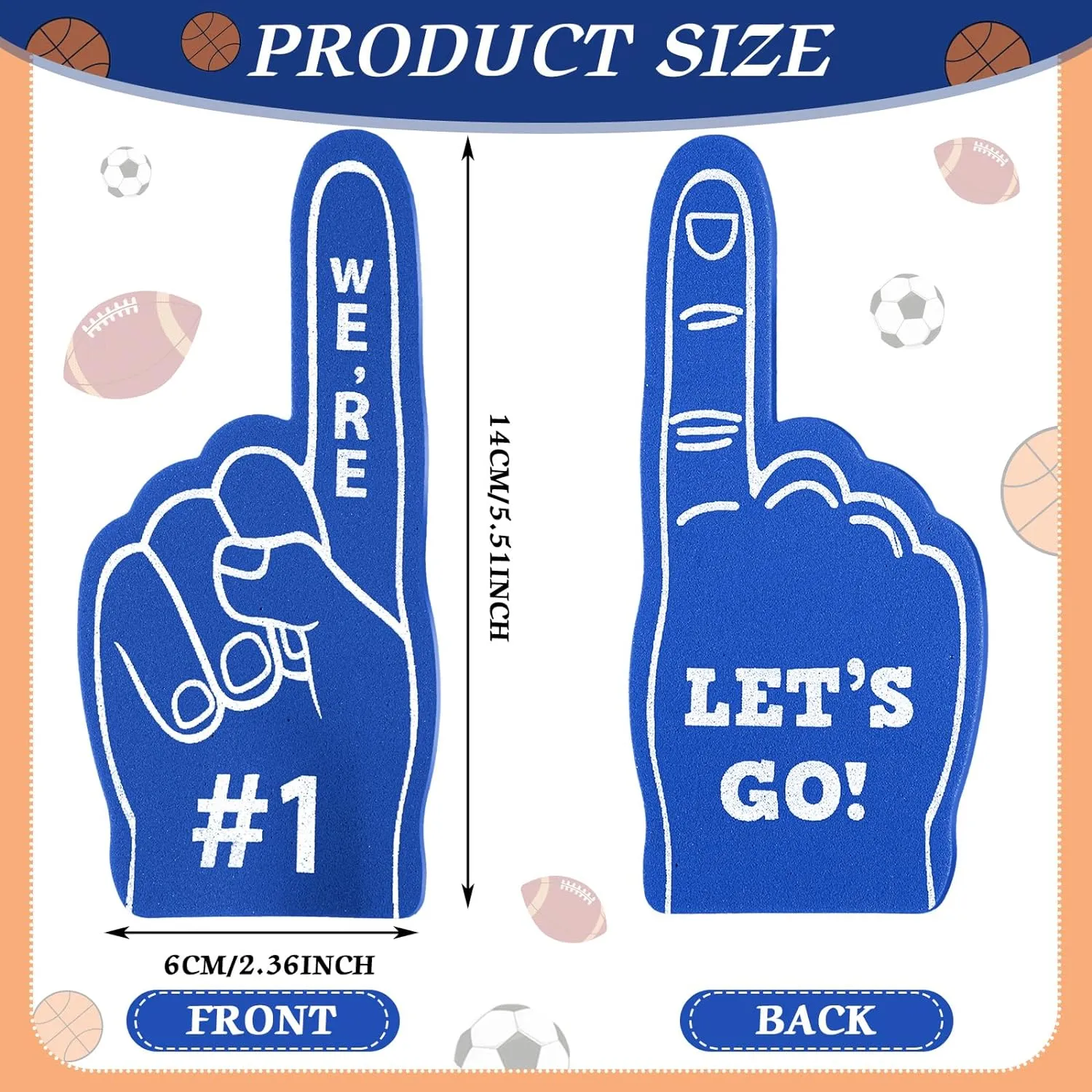 Sinmoe 24 Pcs Mini Foam Finger Baseball Fan Mini Foam Finger, We're #1 Sports Themed Party Supplies for Baseball Hockey Football Basketball Events Team Gifts(Dark Blue)