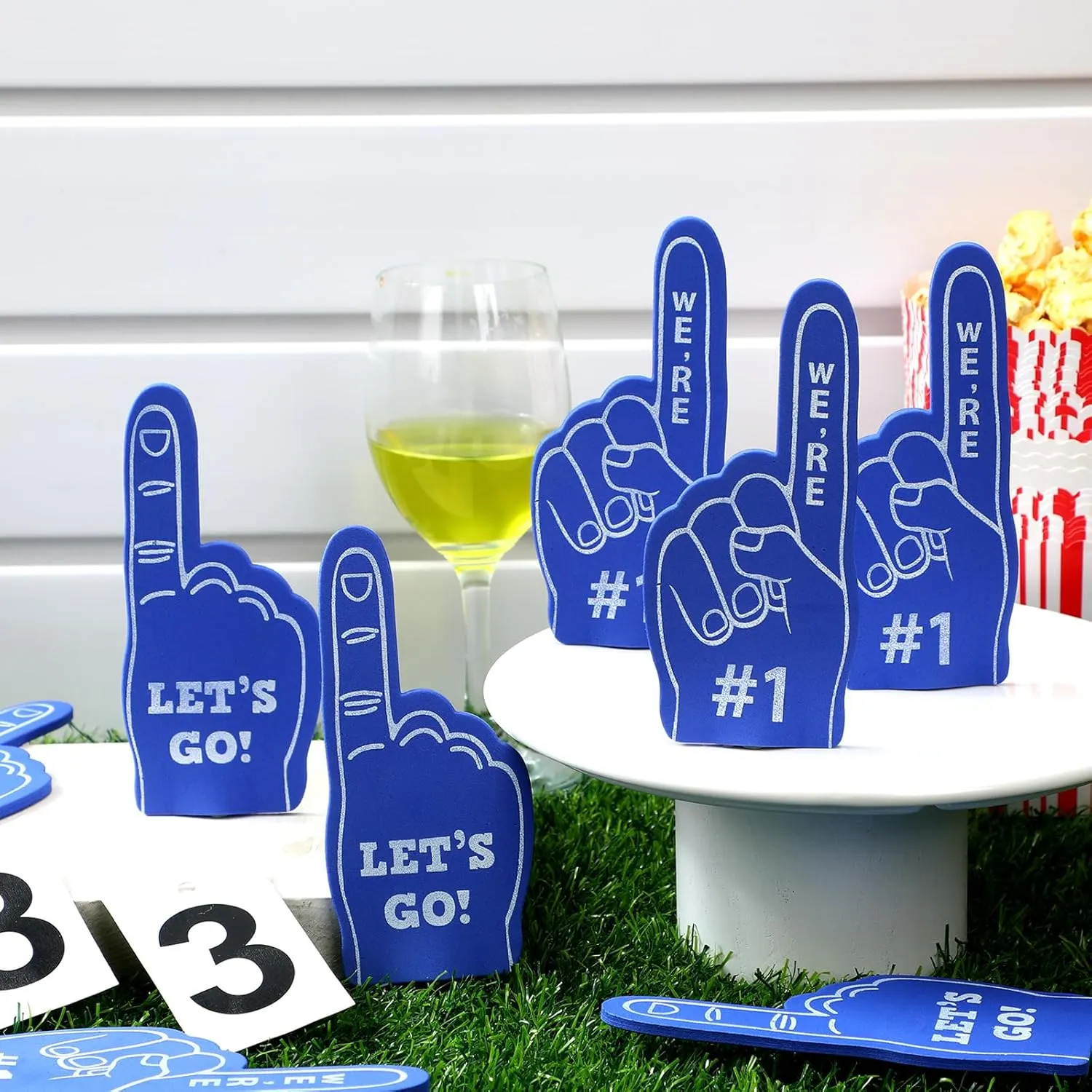 Sinmoe 24 Pcs Mini Foam Finger Baseball Fan Mini Foam Finger, We're #1 Sports Themed Party Supplies for Baseball Hockey Football Basketball Events Team Gifts(Dark Blue)