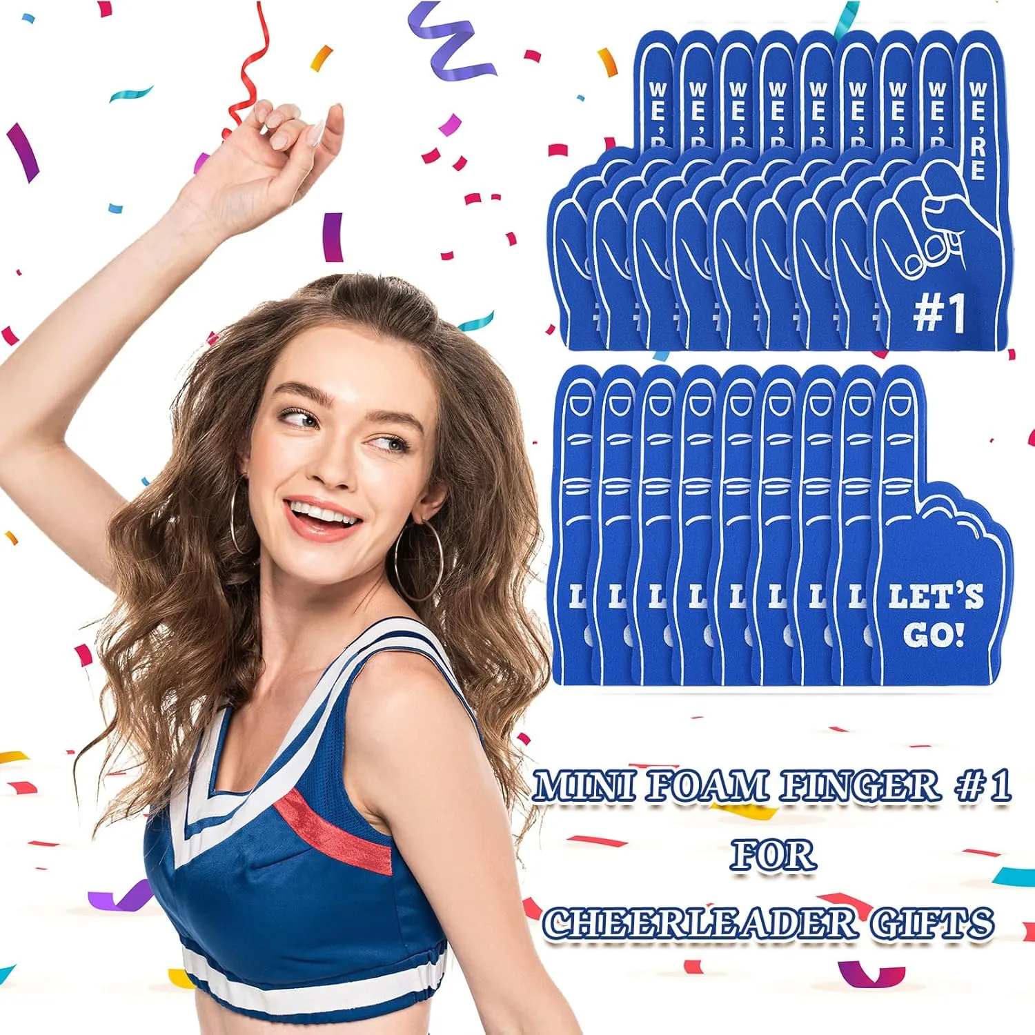 Sinmoe 24 Pcs Mini Foam Finger Baseball Fan Mini Foam Finger, We're #1 Sports Themed Party Supplies for Baseball Hockey Football Basketball Events Team Gifts(Dark Blue)