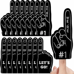 Sinmoe 36 Pcs Foam Finger Foam Hand Finger Mini Basketball Party Favors Sports Themed Birthday Supplies Football Baseball 1 Bulk Sports Party Favors for Football Soccer Team Cheerleader (Black)