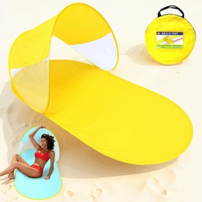 Slippers Pop Up Beach Tent,Portable Outdoor Beach Tent Sun Shelter，UPF50  Anti-UV Shade for Outdoor Camping Hiking Travel (Yellow)