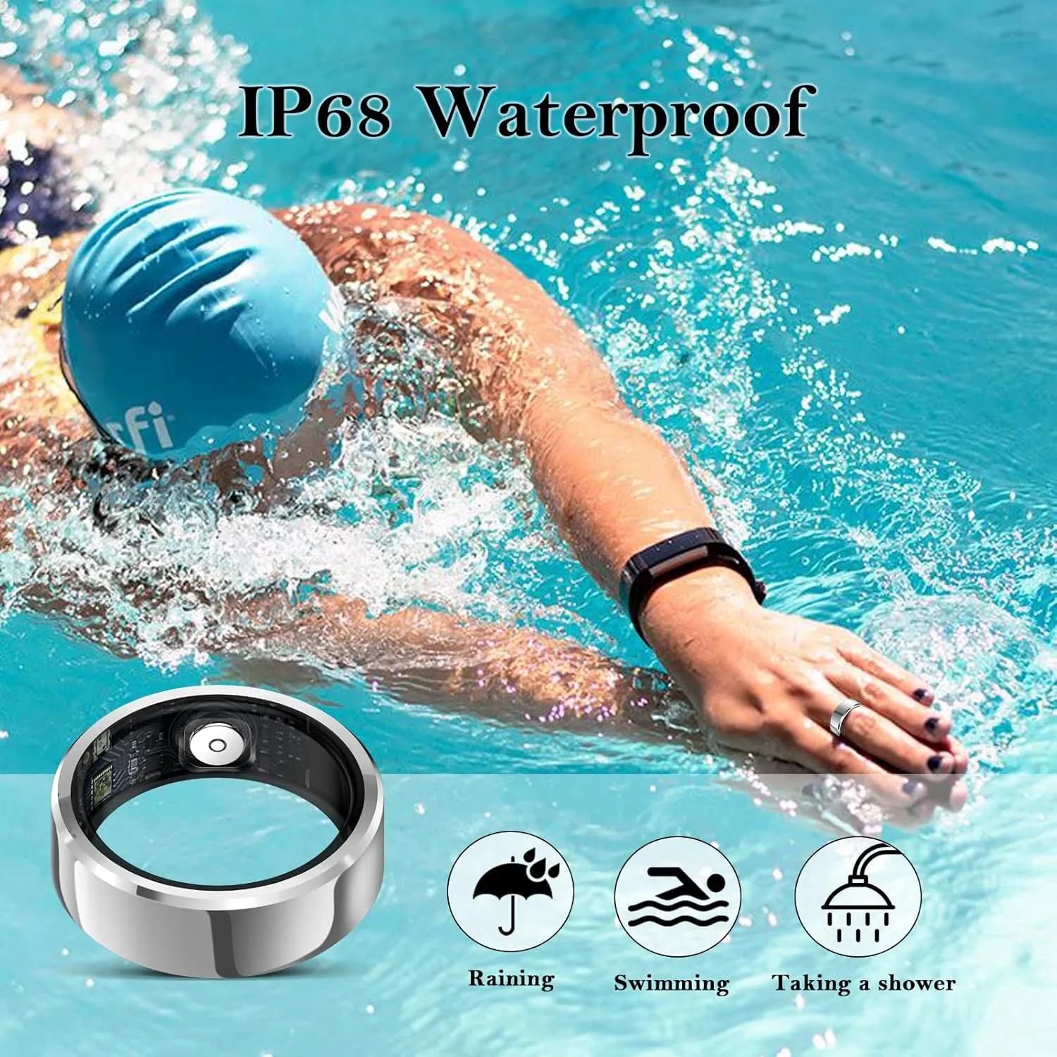 Smart Ring for Women Men-Wearable Fitness Tracker with Sleep Tracking Heart Rate Blood Oxygen Healthy Monitor Ring Activity Monitoring Steps Calories