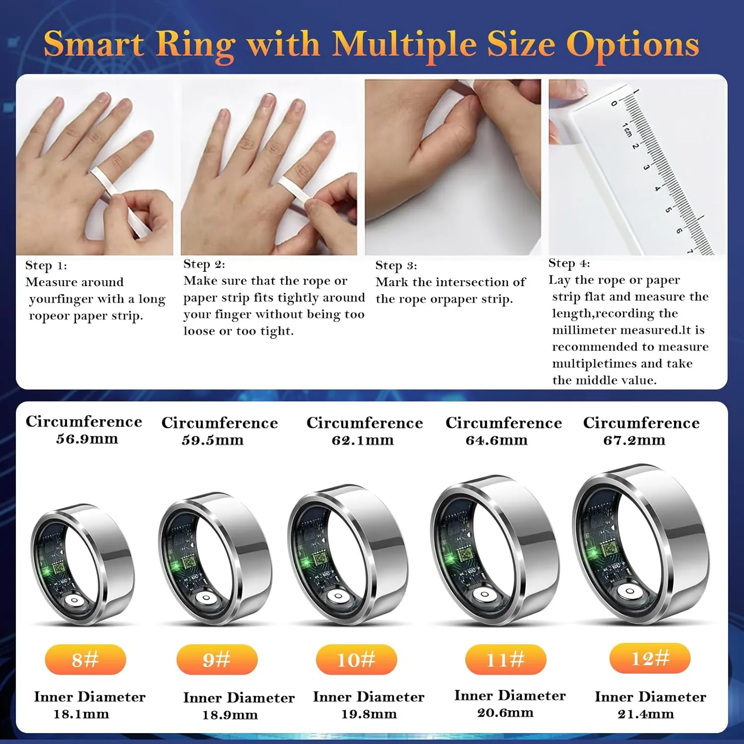Smart Ring for Women Men-Wearable Fitness Tracker with Sleep Tracking Heart Rate Blood Oxygen Healthy Monitor Ring Activity Monitoring Steps Calories