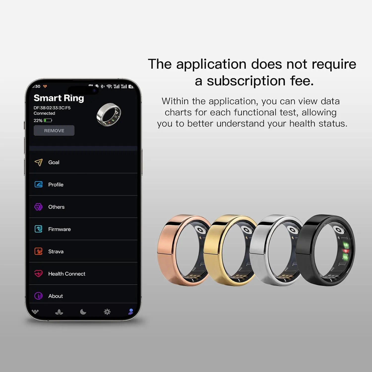 Smart Ring Health Tracker, Fitness Sleep Heart Rate Blood Oxygen Tracker Smart Ring, Water Resistant Bluetooth Fitness Tracker Rings