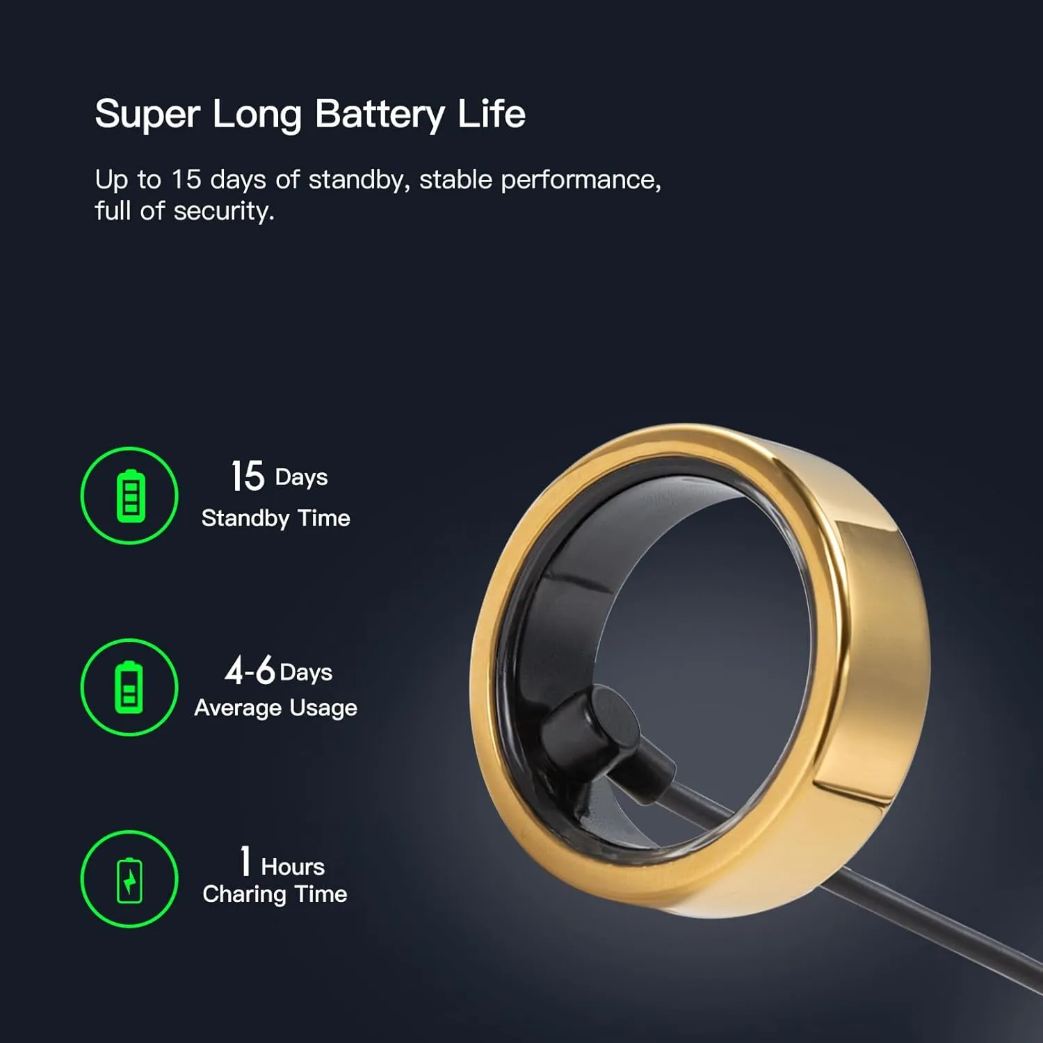 Smart Ring Health Tracker, Fitness Sleep Heart Rate Blood Oxygen Tracker Smart Ring, Water Resistant Bluetooth Fitness Tracker Rings