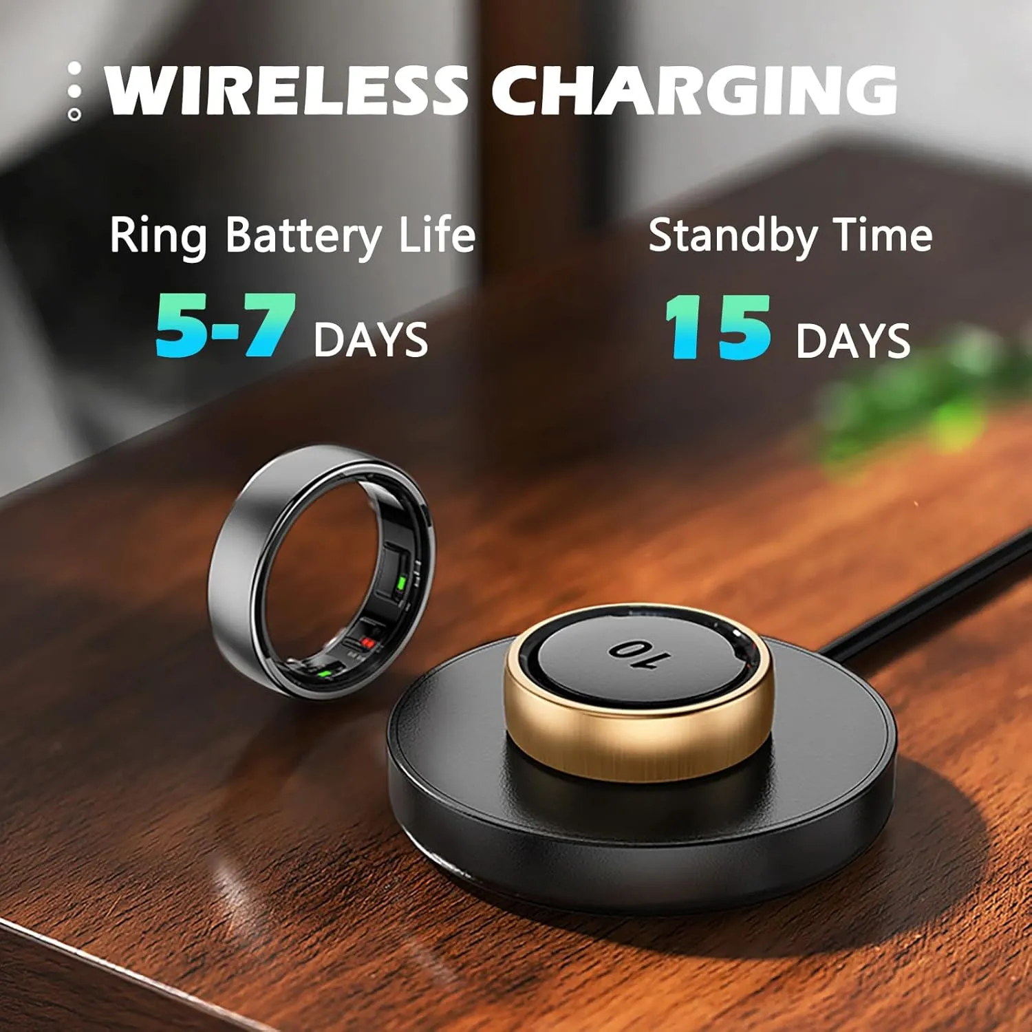 Smart Ring Health Tracker Heart Rate Sleep Tracking Pedometer Fitness Activity Wireless Charging Case Included Waterproof Smart Rings for Women Men