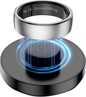 Smart Ring Health Tracker Heart Rate Sleep Tracking Pedometer Fitness Activity Wireless Charging Case Included Waterproof Smart Rings for Women Men