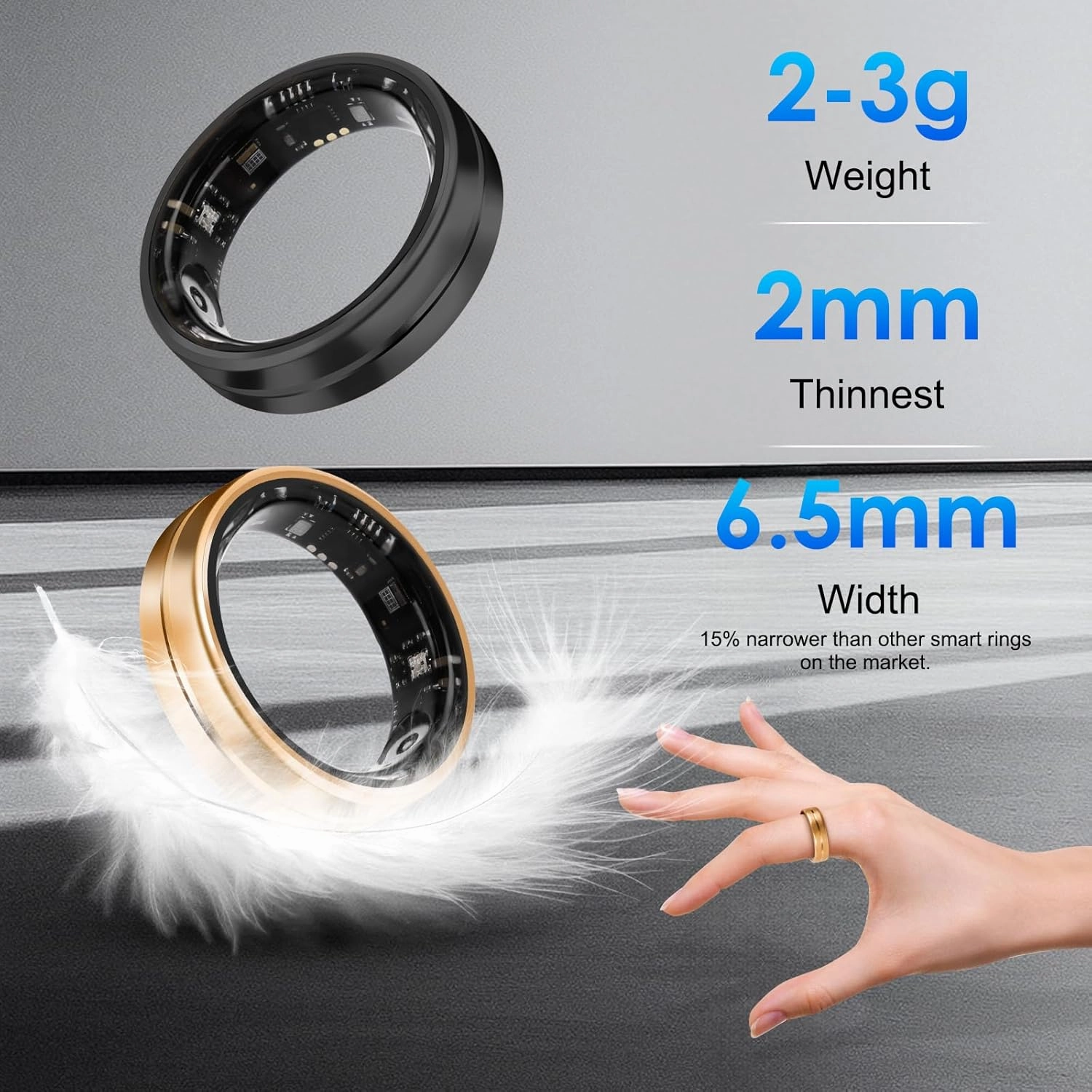 Smart Ring Fitness Tracker for Women Men - Waterproof Health Rings for Sleep Tracker, Heart and Blood Oxygen Monitor, Fitness Ring for Family Care,Step and Burned Calories Counter(10#)
